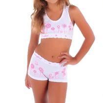 Conjunto Menina Moça Infantil Top E Calcinha Boxer Kit 2 Pçs Conjunto Menina Moça Infantil Top E Calcinha Boxer Kit 2 Pçs
