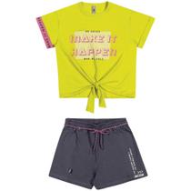 Conjunto Menina Mod.Me Blusa Cropped Algodão e Shorts Moletinho Conjunto Menina Mod.Me Blusa Cropped Algodão e Shorts Moletinho