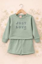 Conjunto menina moletom just love kely kty verde