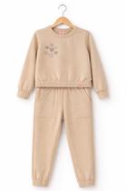 Conjunto menina moletom sweet love bege