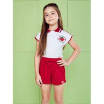 Conjunto Menina Momi Polo em Cotton e Shorts em Moletom