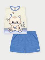 Conjunto Menina My Cat Azul Abrange Conjunto Menina My Cat Azul Abrange