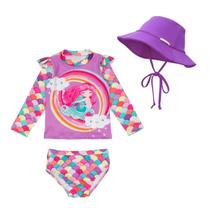 Conjunto Menina Proteção Solar Biquíni Praia + Chapéu Bebê Conjunto Menina Proteção Solar Biquíni Praia + Chapéu Bebê