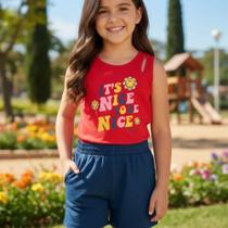 Conjunto Menina Regata com Recorte Cut Out e Shorts - Kely & Kety