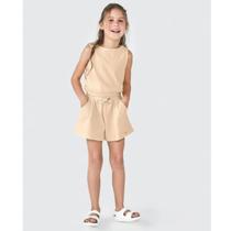 Conjunto Menina Regata Cropped/Shorts Amarelo - Hering Conjunto Menina Regata Cropped/Shorts Amarelo - Hering