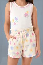 Conjunto Menina Regata e Short Clochard Linho Nature Somnii Conjunto Menina Regata e Short Clochard Linho Nature Somnii
