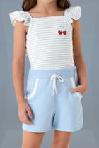Conjunto Menina Regata Listrado e Shorts Moletinho Somni Conjunto Menina Regata Listrado e Shorts Moletinho Somni