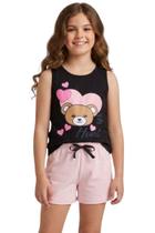 Conjunto Menina Regata Urso e Shorts Infantil Feminino Moda Verão Confortável Conjunto Menina Regata Urso e Shorts Infantil Feminino Moda Verão Confortável
