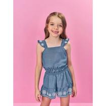 Conjunto Menina Romântico Jeans Cinti Conjunto Menina Romântico Jeans Cinti