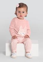Conjunto Menina Rosa Estampado Brandili