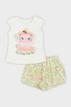 Conjunto Menina Roupa Infantil Blusa Estampa Gatinha + Short Delicado Moda Verão Macio Alakazoo Conjunto Menina Roupa Infantil Blusa Estampa Gatinha + Short Delicado Moda Verão Macio Alakazoo