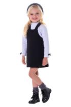 Conjunto Menina Salopete Matelassô Preta e Blusa Branca Cotton Conjunto Menina Salopete Matelassô Preta e Blusa Branca Cotton