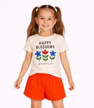 Conjunto Menina Short e Blusa Estampada Select Bege