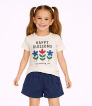 Conjunto Menina Short e Blusa Estampada Select Bege