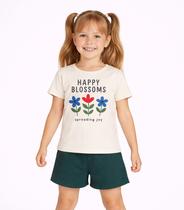 Conjunto Menina Short e Blusa Estampada Select Bege