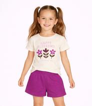 Conjunto Menina Short e Blusa Estampada Select Bege
