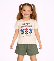 Conjunto Menina Short e Blusa Estampada Select Laranja