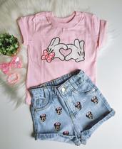 Conjunto menina short jeans e t-shirt disney - Stitch