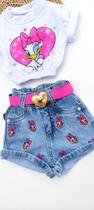 Conjunto menina short jeans e t-shirt disney - Stitch