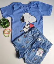 Conjunto menina short jeans e t-shirt disney - Stitch