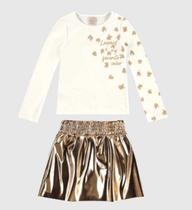 Conjunto Menina Shorts Saia Cós Elástico Em material sintético - Carinhoso 8