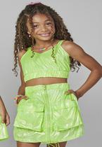 Conjunto Menina Shorts Saia Estampado Juvenil Verde Mylu Conjunto Menina Shorts Saia Estampado Juvenil Verde Mylu