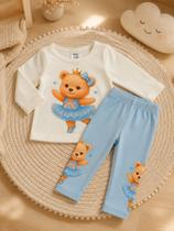 Conjunto menina Tiki liki baby ursinha bailarina azul bebê Conjunto menina Tiki liki baby ursinha bailarina azul bebê