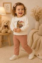 Conjunto menina Tiki liki country girl blusa e calça marrom Conjunto menina Tiki liki country girl blusa e calça marrom