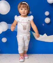 Conjunto Menina Verão Infantil Dtuia Blusa Calça Faixa 60020