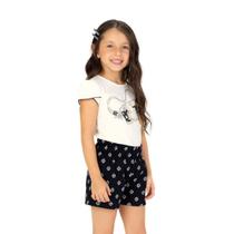 Conjunto Meninas Blusa Branca Máquina Fotográfica e Short Preto Milon Conjunto Meninas Blusa Branca Máquina Fotográfica e Short Preto Milon
