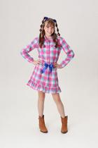 Conjunto Meninas Junino Camisa Rosa Com Mini Saia Xadrez - Vestido Infantil Conjunto Meninas Junino Camisa Rosa Com Mini Saia Xadrez - Vestido Infantil