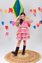 Conjunto Meninas Junino Rosa Xadrez Cropped Com Saia Luxo Conjunto Meninas Junino Rosa Xadrez Cropped Com Saia Luxo
