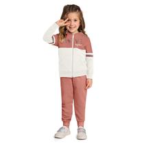 Conjunto Meninas Moletom Capuz e Zíper Move Together Rosé e Branco Kyly Conjunto Meninas Moletom Capuz e Zíper Move Together Rosé e Branco Kyly