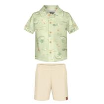 Conjunto Menino Alakazoo Camisa Cotton Estampada e Bermuda Moletom Verde/Off