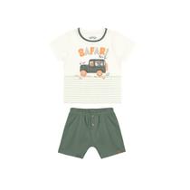 Conjunto Menino Alakazoo Camiseta Malha Bermuda Moletom Verde