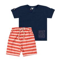 Conjunto Menino Angerô Camiseta Algodão e Bermuda em Tecido Tamanho:3Cor:Igual da foto