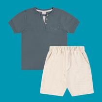 Conjunto Menino Angerô Camiseta Algodão e Bermuda Moletinho