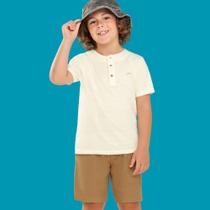 Conjunto Menino Angerô Camiseta e Bermuda Off White/Marrom