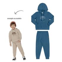 Conjunto Menino Angerô em Moletom Felpudo Casaco e Calça Azul Médio Tamanho:4