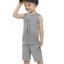 Conjunto Menino Angerô Total Look Sarja Regata e Bermuda Cinza Tamanho:6