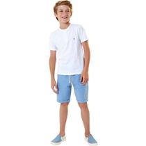 Conjunto Menino Bata Bermuda Sarja Onda Marinha 3125