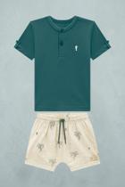 Conjunto Menino Bata e Bermuda Estampada Onda Marinha Conjunto Menino Bata e Bermuda Estampada Onda Marinha