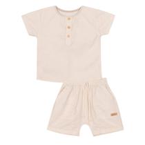 Conjunto Menino Bata e Bermuda Off White Nini &amp Bambini