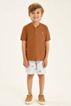 Conjunto Menino Bata Lisa e Bermuda Estampada Onda Marinha Conjunto Menino Bata Lisa e Bermuda Estampada Onda Marinha