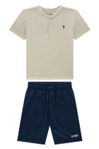 Conjunto Menino Bata Malha Velutato e Bermuda Sarja Onda Marinha Conjunto Menino Bata Malha Velutato e Bermuda Sarja Onda Marinha