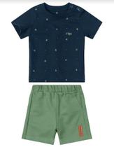 Conjunto Menino Bebê Infantil Camiseta Barquinhos em Algodão Botonê Bermuda em Moletom Carinhoso Conjunto Menino Bebê Infantil Camiseta Barquinhos em Algodão Botonê Bermuda em Moletom Carinhoso