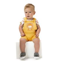 Conjunto Menino Bebê Kyly Body Algodão e Jardineira Moletinh