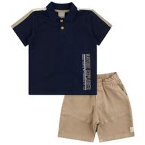 Conjunto Menino Bermuda c/ Camisa Polo Meia Malha, Explorador Azul - Colorittá
