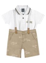 Conjunto Menino Bermuda Camisa Polo e Suspensório Brandili