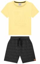 Conjunto Menino Bermuda Em Moletom Texturizado - Carinhoso 1 Conjunto Menino Bermuda Em Moletom Texturizado - Carinhoso 1